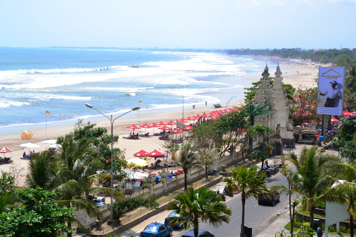 Kuta beach shot from above